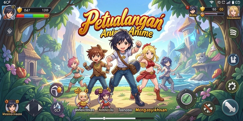 Tampilan gameplay menarik di 6CF dengan karakter anime.