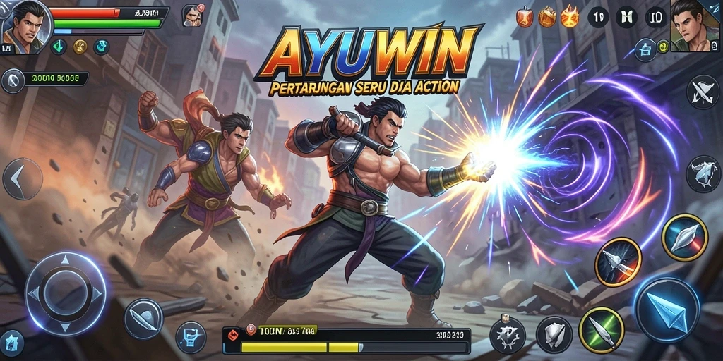 Tampilan gameplay action AYUWIN yang mendebarkan dan penuh strategi.
