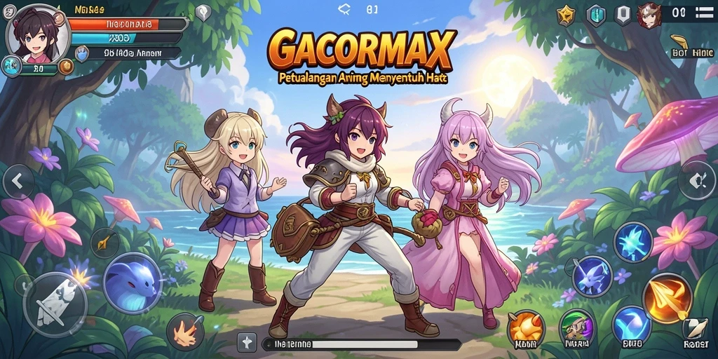Gameplay seru dalam GACORMAX yang menampilkan karakter anime ikonik.