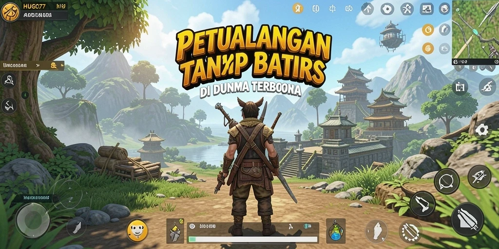 Tangkapan layar HUGO77 menampilkan keindahan dunia terbuka
