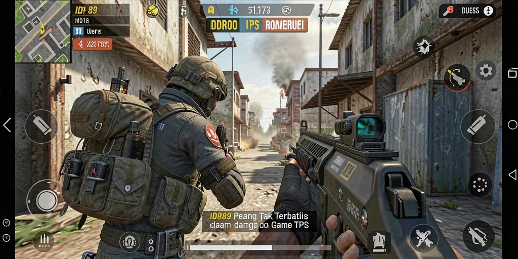 Tampilan gameplay tahap pertempuran yang mendebarkan di IDR89.