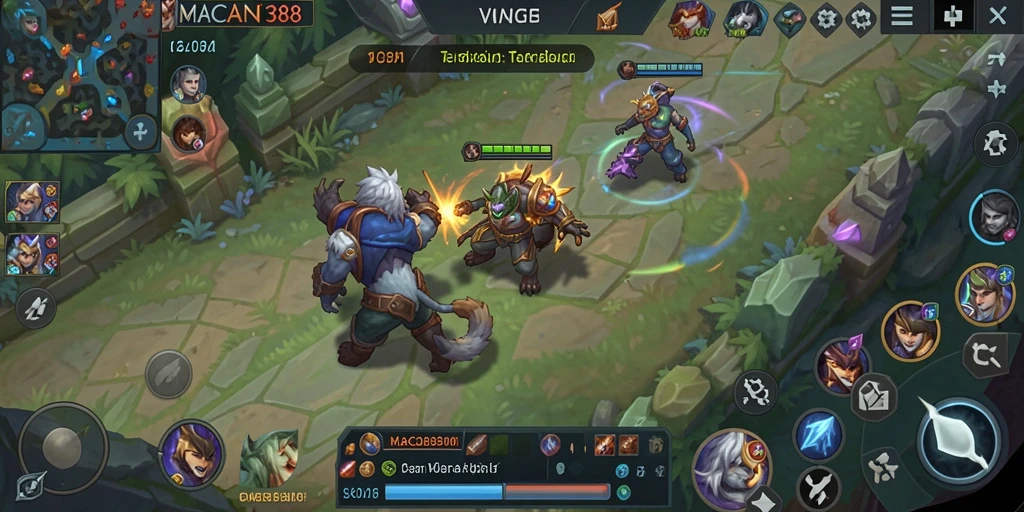 Tampilan menarik dari gameplay MOBA di MACAN388.