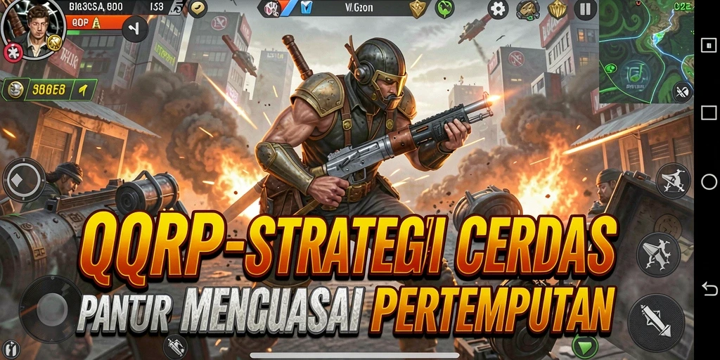 Screenshot gameplay QQRP menampilkan pertempuran taktis yang mendebarkan.