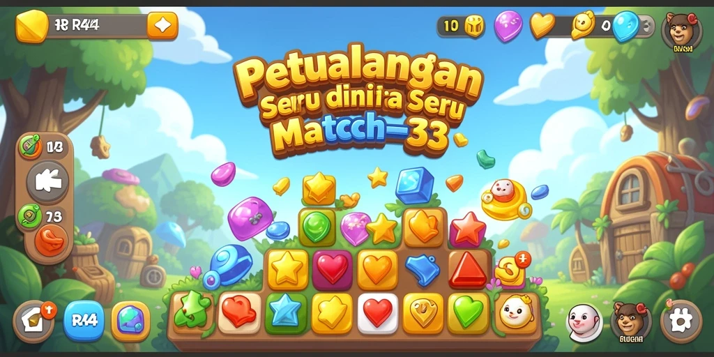 Tangkapan layar RR44 menampilkan gameplay mencocokkan tiga objek berwarna.