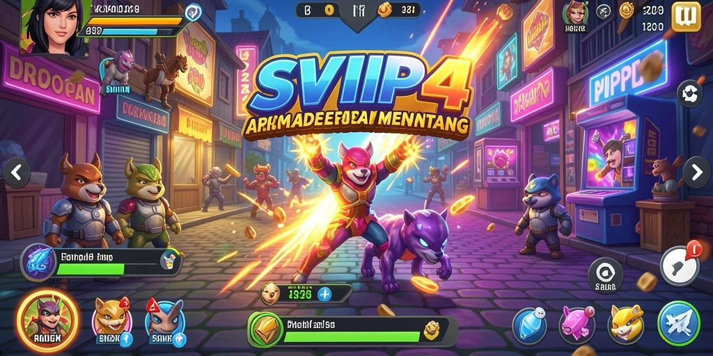 Tangkapan layar <strong>SVIP4</strong> menunjukkan gameplay Arcade yang seru dan penuh warna.