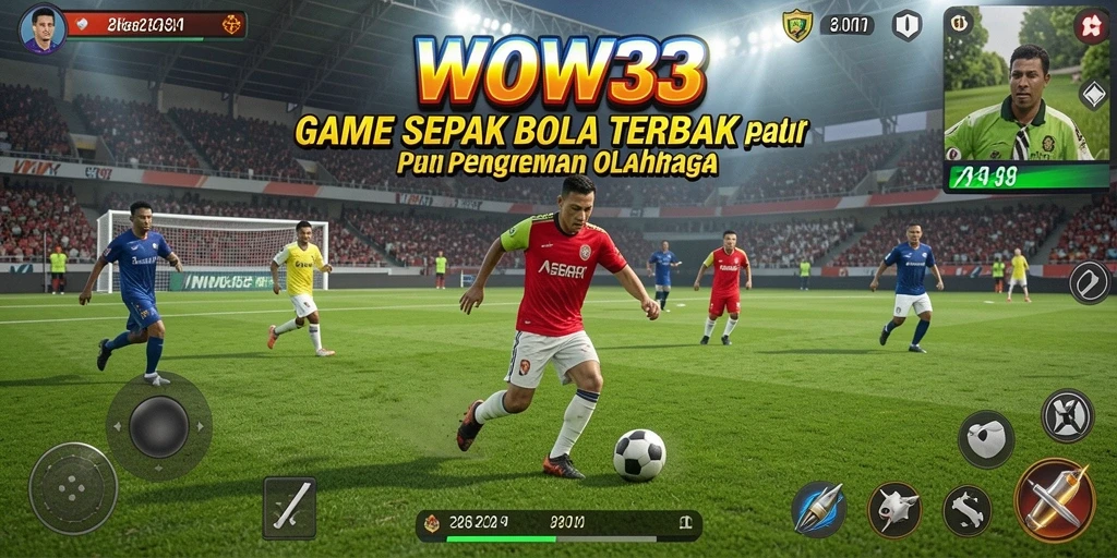 Tampilan gameplay WOW33 yang mendebarkan dan penuh aksi sepak bola.